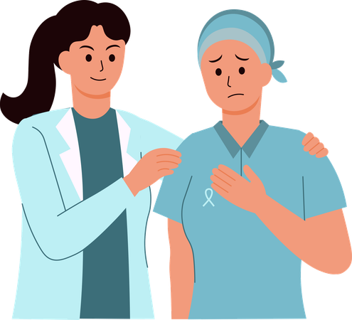 Female doctor supporting Cancer Patient  Illustration