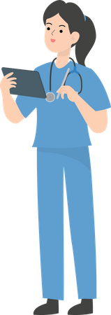 Female Doctor tablet  Illustration