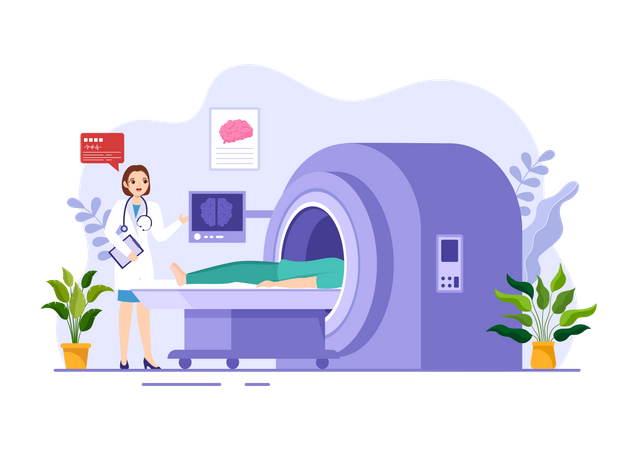 Female doctor take MRI scan  Illustration