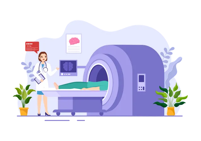 Female doctor take MRI scan  Illustration