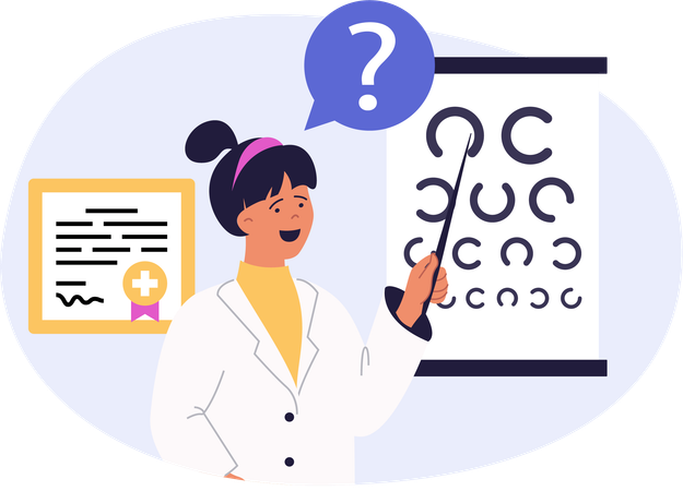 Female doctor taking eye test  Illustration