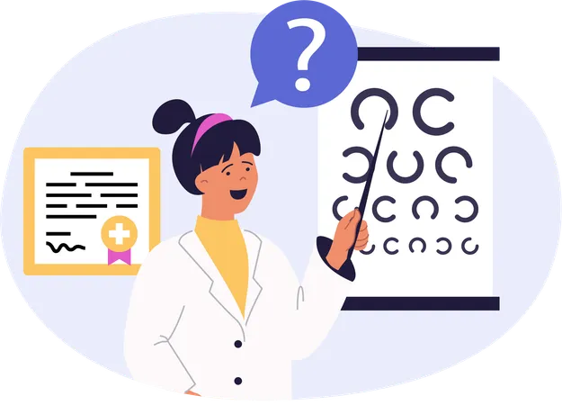 Female doctor taking eye test  Illustration