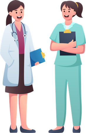 Female Doctor talking with nurse  Illustration