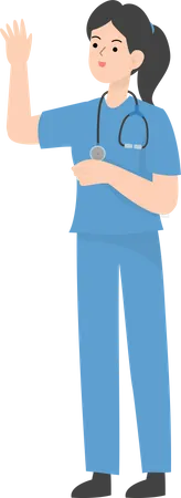 Female Doctor waiving hand  Illustration