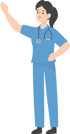 Female Doctor waiving hand Illustration