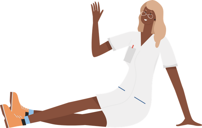 Female doctor waiving hand  Illustration