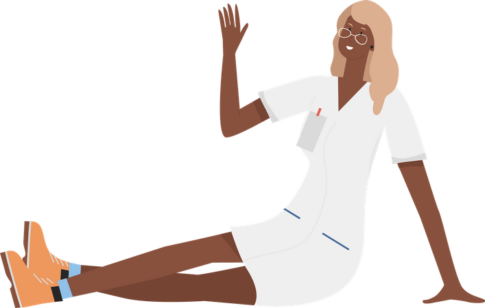 Female doctor waiving hand  Illustration