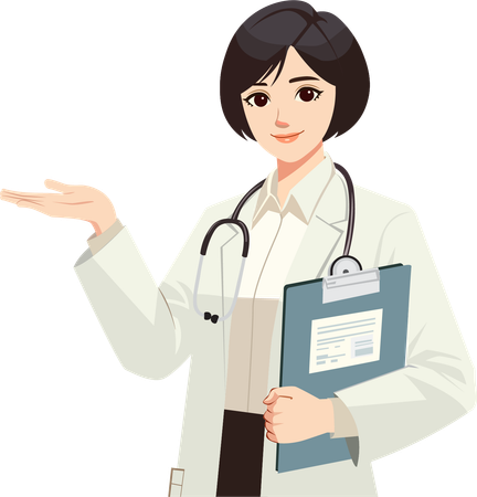 Female doctor waved her hand to side  Illustration