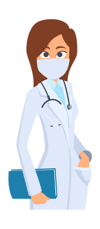Female doctor wearing protective mask Illustration