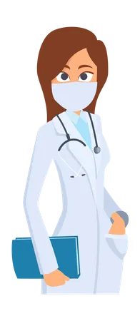Female doctor wearing protective mask  Illustration