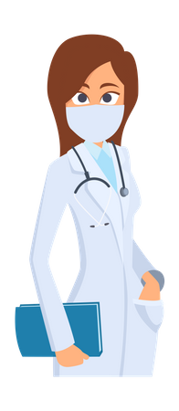 Female doctor wearing protective mask  Illustration