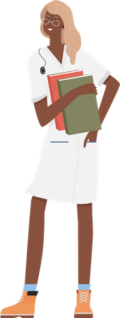 Female doctor with books  Illustration