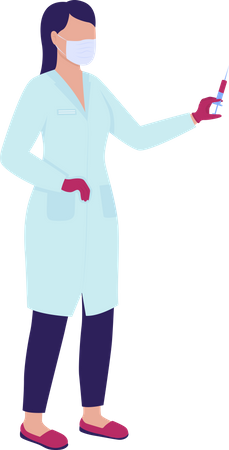 Female doctor with covid vaccine  Illustration