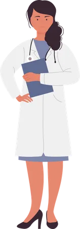Female doctor with file  Illustration
