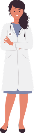 Female doctor with folded hands  Illustration