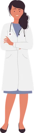 Female doctor with folded hands  Illustration