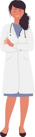 Female doctor with folded hands  Illustration