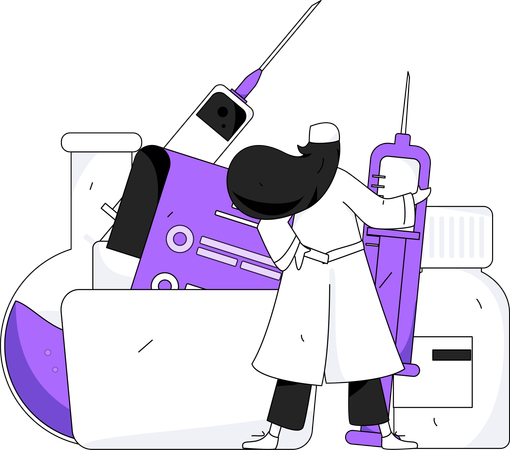 Female doctor with injection  Illustration