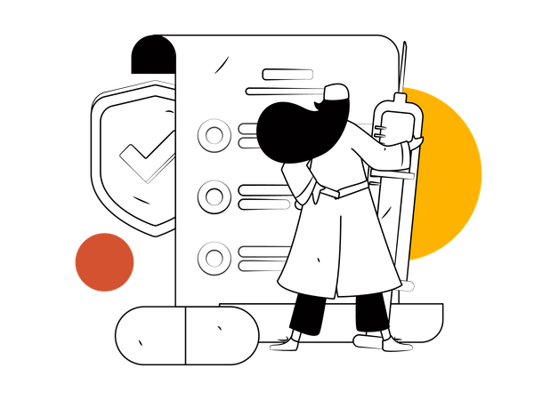 Female doctor with injection  Illustration