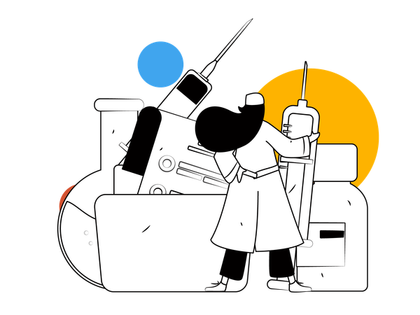 Female doctor with injection  Illustration