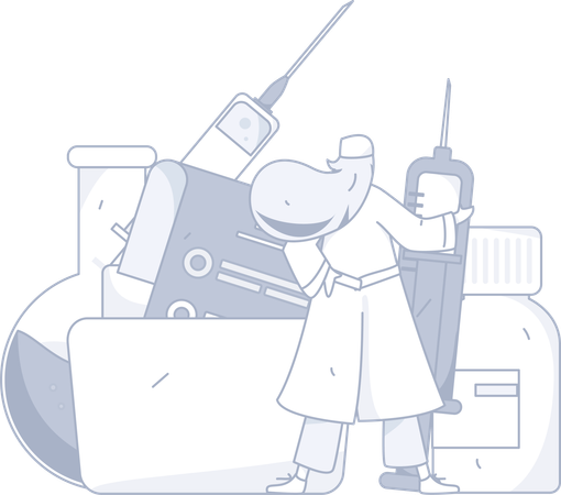 Female doctor with injection  Illustration