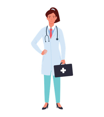 Female Doctor with medical kit  Illustration