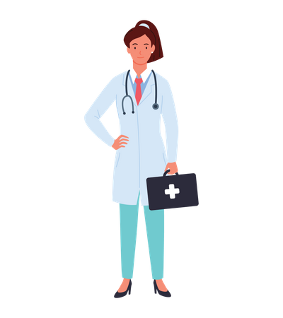 Female Doctor with medical kit  Illustration