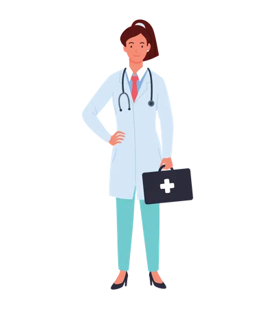 Female Doctor with medical kit  Illustration