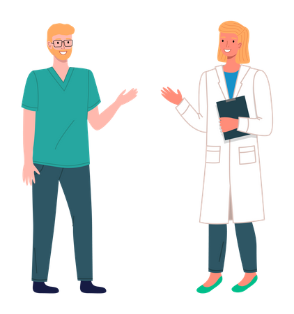 Female doctor with medical staff  Illustration