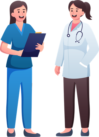 Female Doctor with nurse  Illustration