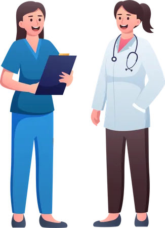 Female Doctor with nurse  Illustration