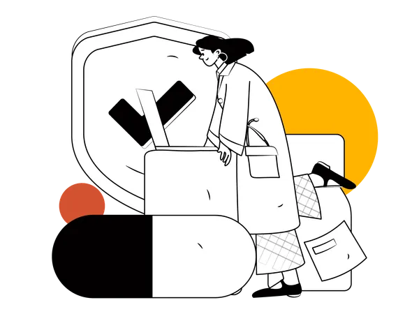 Female doctor with patient report  Illustration