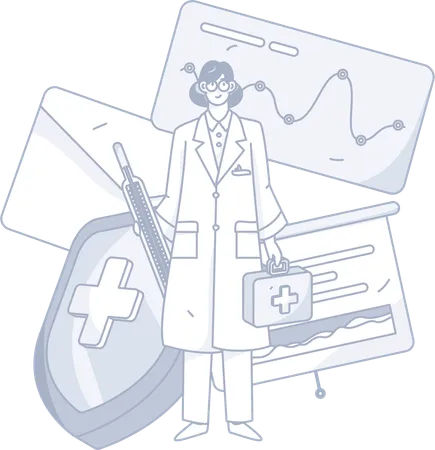 Female doctor with patient report  Illustration
