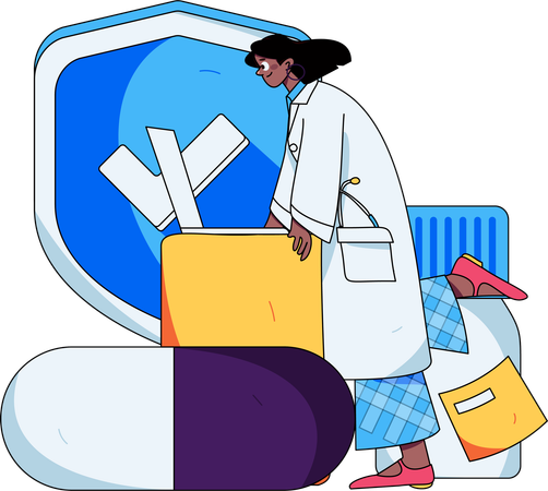 Female doctor with patient report  Illustration