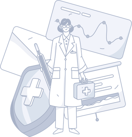 Female doctor with patient report  Illustration