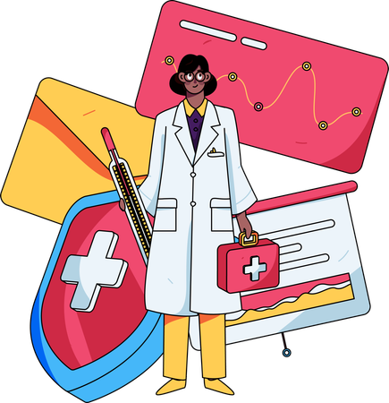 Female doctor with patient report  Illustration