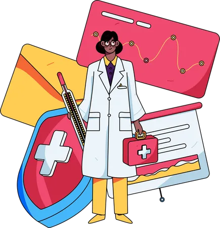 Female doctor with patient report  Illustration