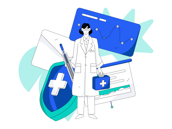 Female doctor with patient report  Illustration