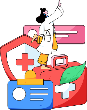 Female doctor with report  Illustration