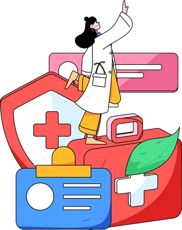 Female doctor with report  Illustration