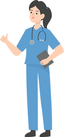 Female Doctor with report showing thumbs up Illustration