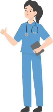 Female Doctor with report showing thumbs up Illustration