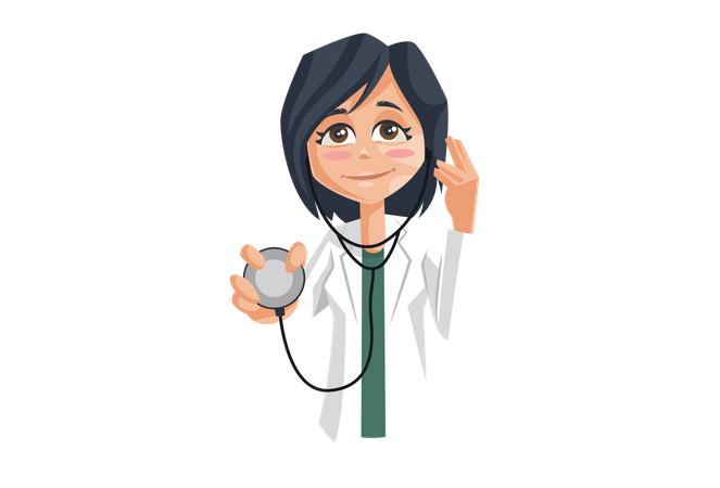 Female Doctor with Stethoscope  Illustration