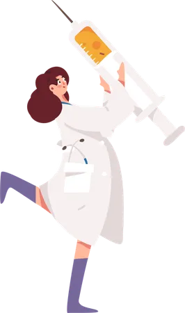 Female doctor with syringe  Illustration