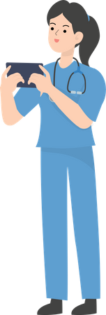 Female Doctor with tablet  Illustration