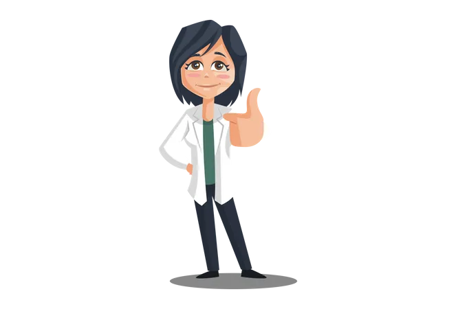 Female Doctor with thumbs up hand gesture Illustration