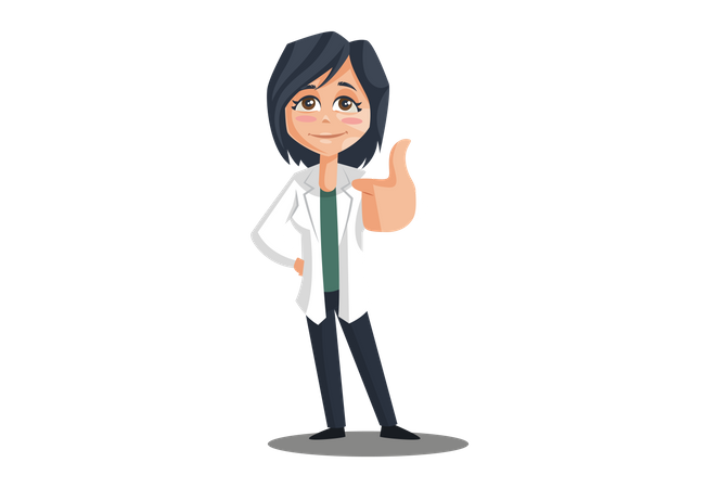 Female Doctor with thumbs up hand gesture  Illustration