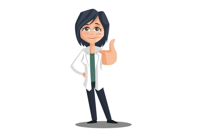 Female Doctor with thumbs up hand gesture  Illustration