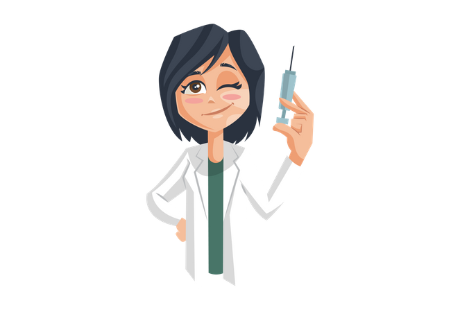 Female Doctor with Vaccine Illustration