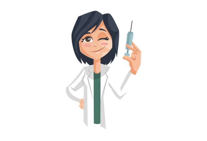 Female Doctor with Vaccine Illustration